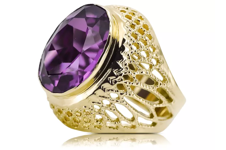 Amethyst 14K Yellow gold Ring Vintage vrc089y